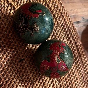 Green Baoding Balls with Red Dragon and Phoenix Design amazing chime